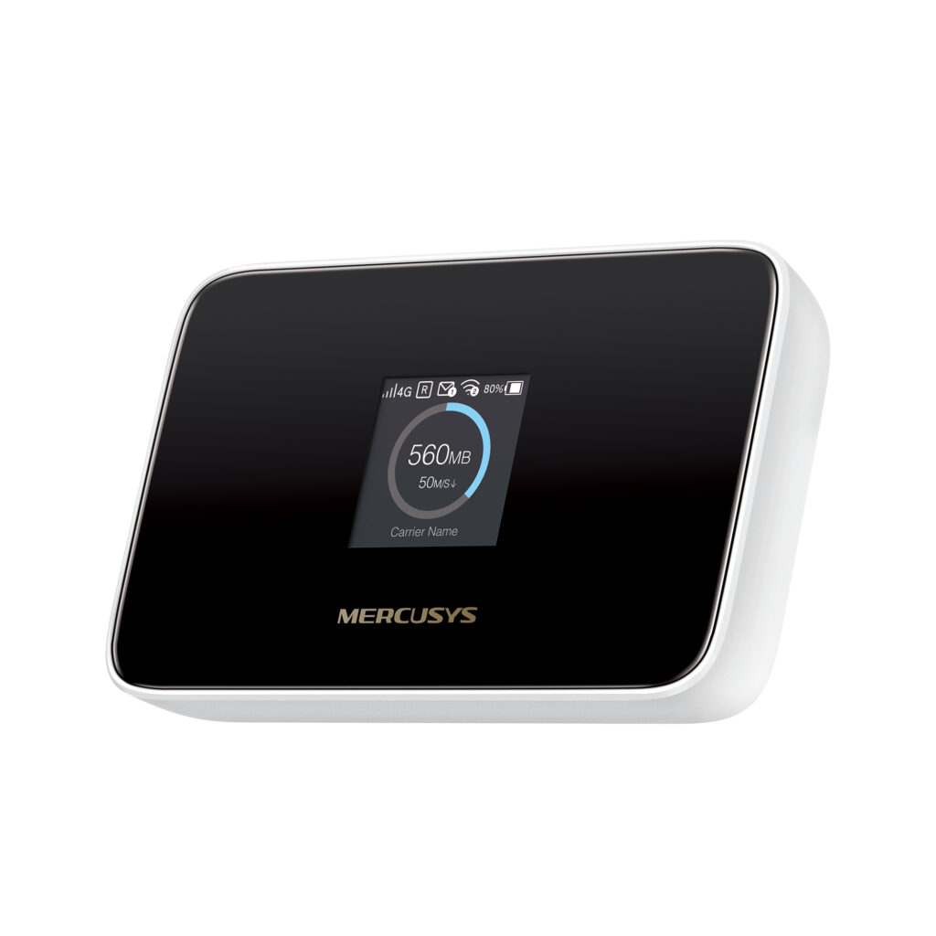 čierny Mercusys MT115 mobilny 4G LTE Wi-Fi router hotspot