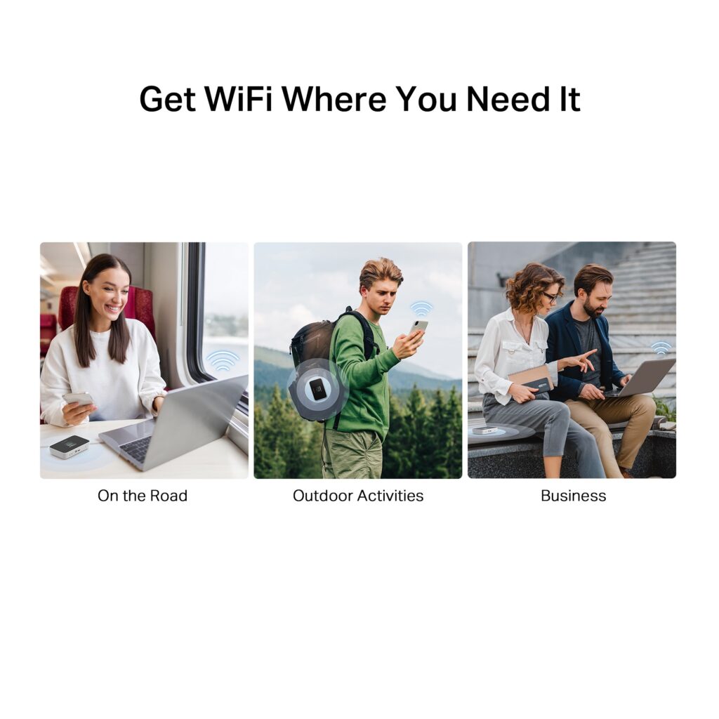 Scenéria zobrazujúce použitie WiFi v rôznych miestnostiach a situáciách